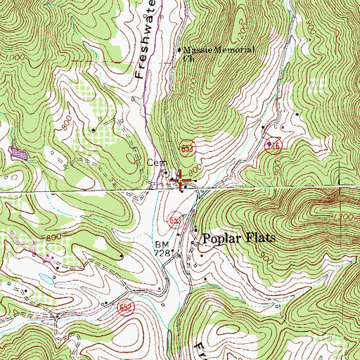 Topographic Map of Freshwater, VA