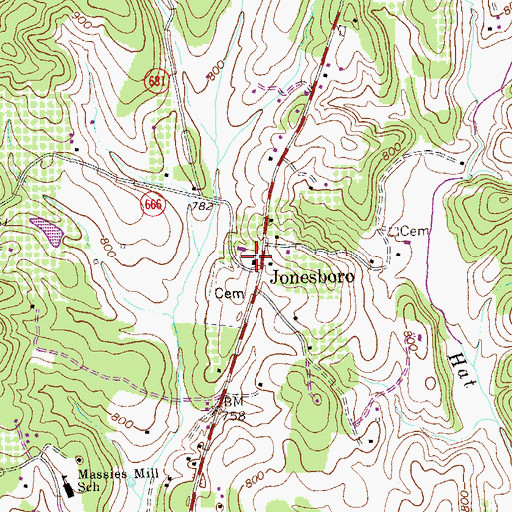 Topographic Map of Jonesboro Baptist Church, VA