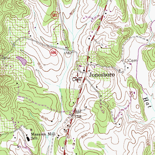 Topographic Map of Jonesboro Cemetery, VA