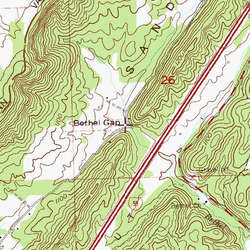 Topographic Map of Bethel Gap, AL