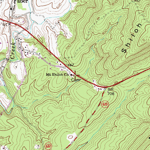 Topographic Map of Mount Shiloh Cemetery, VA