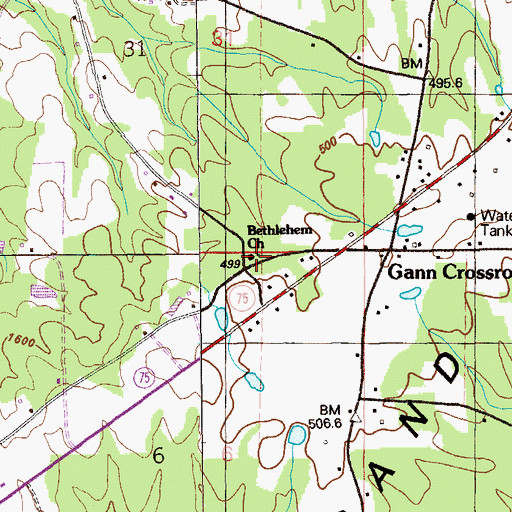 Topographic Map of Bethlehem Church, AL