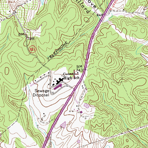 Topographic Map of Nelson Middle School, VA
