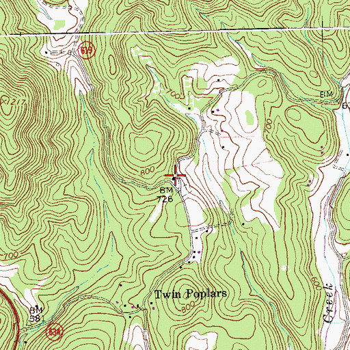 Topographic Map of Poplar School (historical), VA