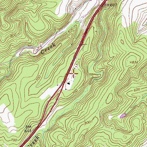 Topographic Map of Ridgecrest Cemetery, VA