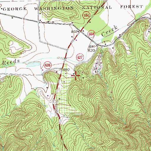 Topographic Map of Wintergreen School (historical), VA