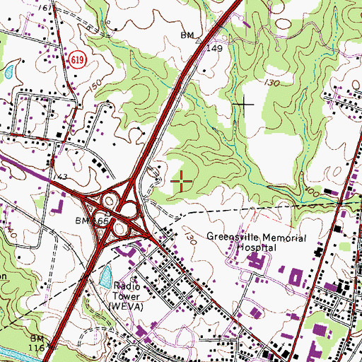 Topographic Map of Belfield Marketplace Shopping Center, VA