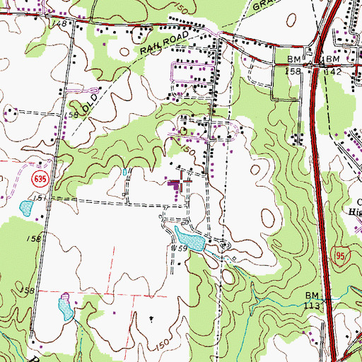 Topographic Map of Hicksford Elementary School, VA