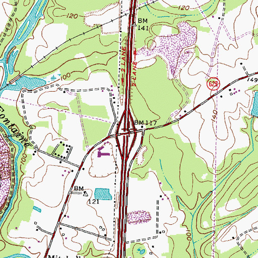 Topographic Map of Interchange 4, VA