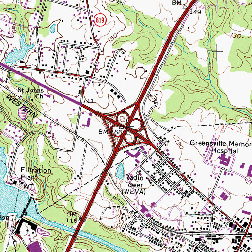 Topographic Map of Interchange 11, VA