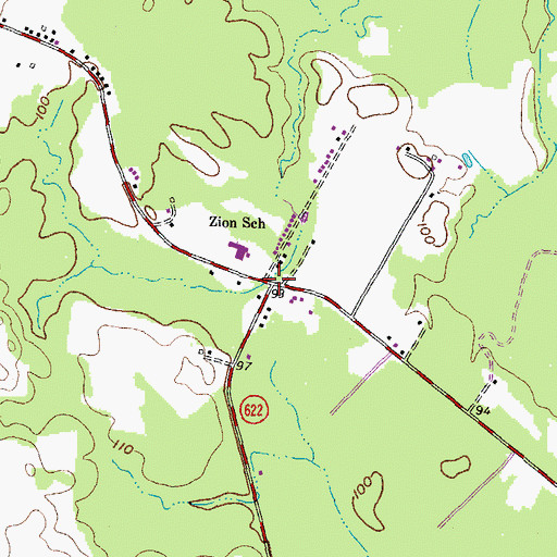 Topographic Map of Lanes Corner, VA