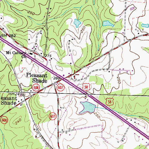 Topographic Map of Pleasant Shade School (historical), VA