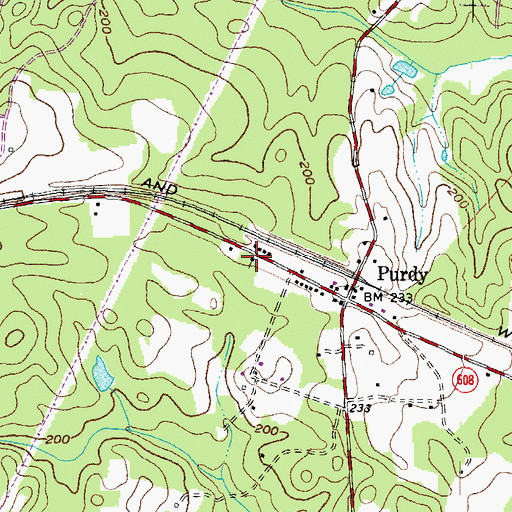 Topographic Map of Purdy Baptist Church, VA
