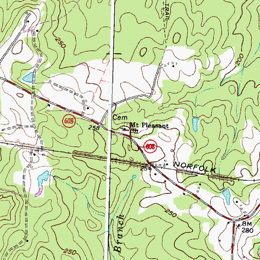 Topographic Map of Purdy School (historical), VA