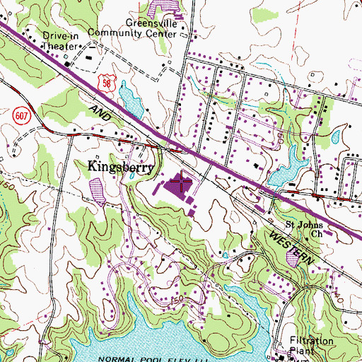 Topographic Map of Southside Virginia Community College - Wrenn Campus, VA