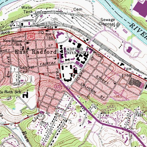 Topographic Map of Bolling Hall, VA