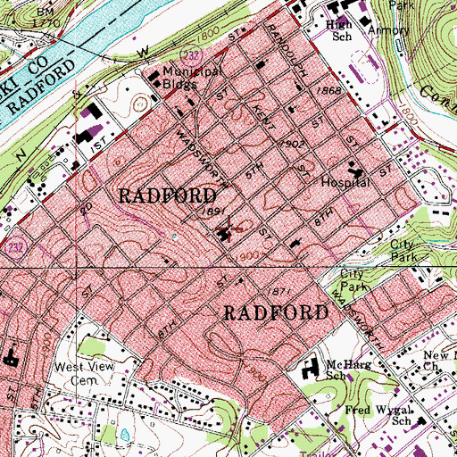 Topographic Map of Calvary Baptist Church, VA
