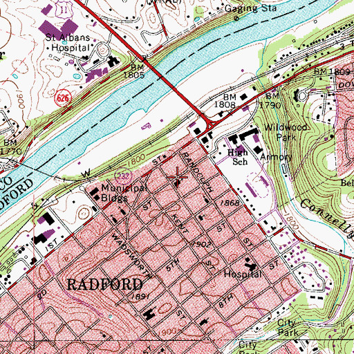 Topographic Map of Christ Lutheran Church, VA