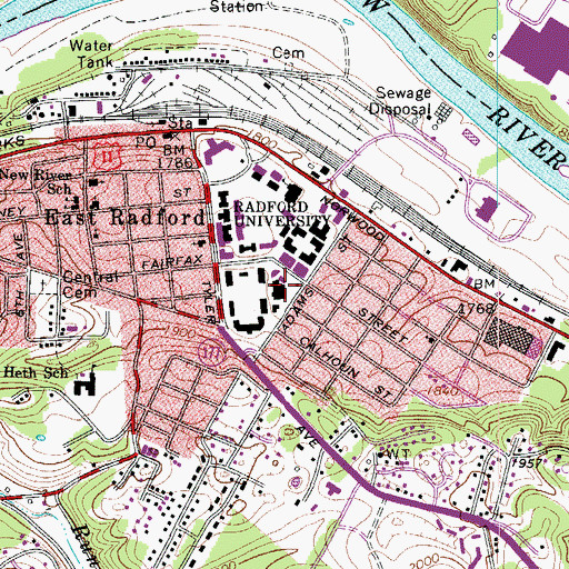 Topographic Map of Davey W Peters Hall, VA