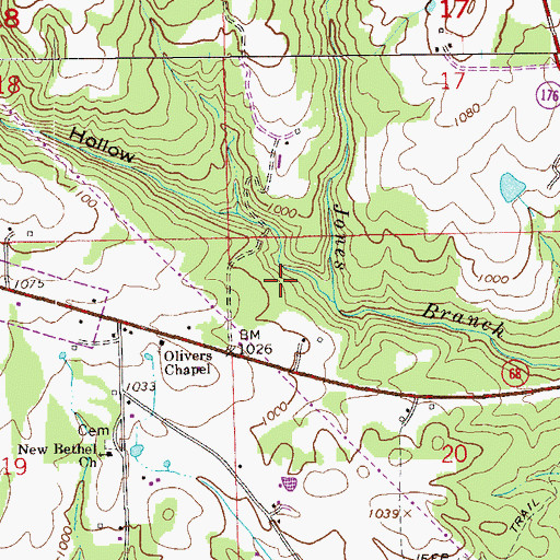 Topographic Map of Big Hollow, AL