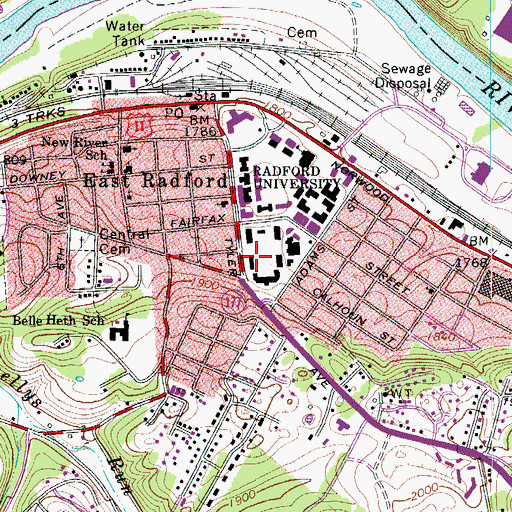Topographic Map of Draper Hall, VA