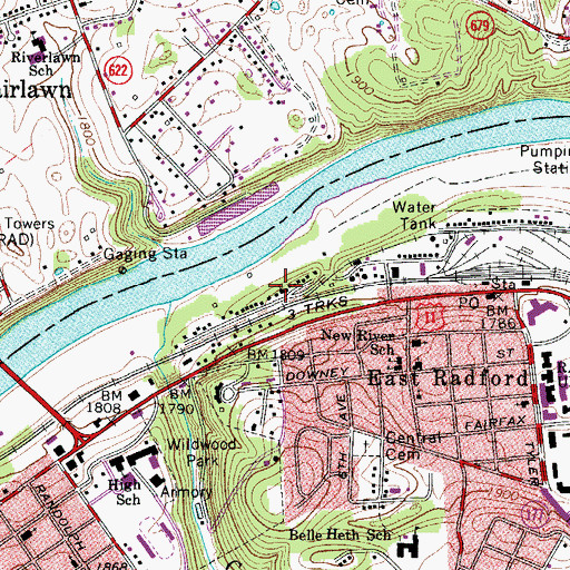 Topographic Map of First Baptist Church, VA