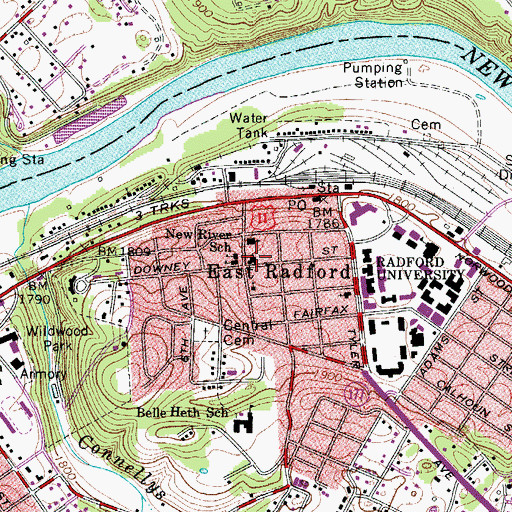 Topographic Map of First Baptist Church, VA