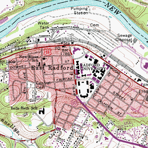 Topographic Map of First Christian Church, VA