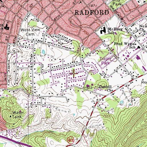 Topographic Map of Forest Park, VA