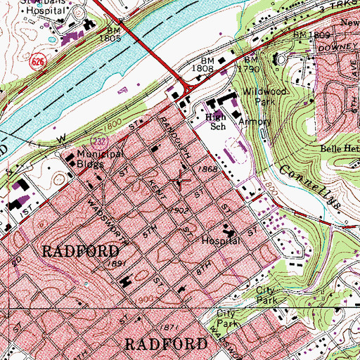 Topographic Map of Grace Episcopal Church, VA