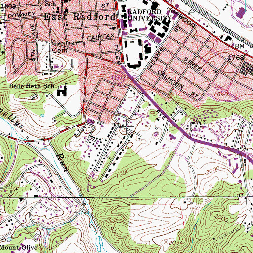 Topographic Map of Grandview Heights, VA