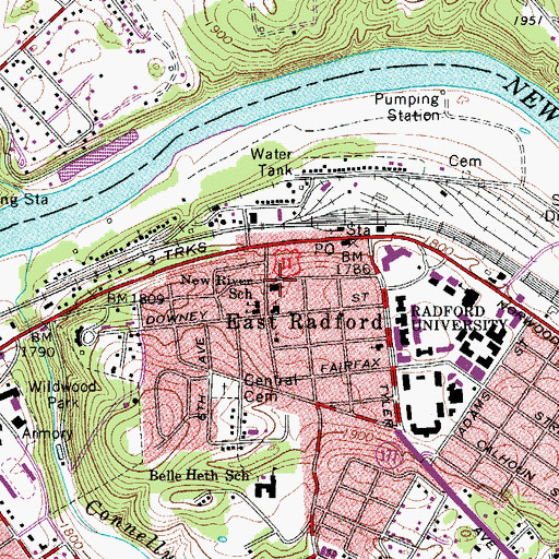 Topographic Map of Grove Avenue Methodist Church, VA