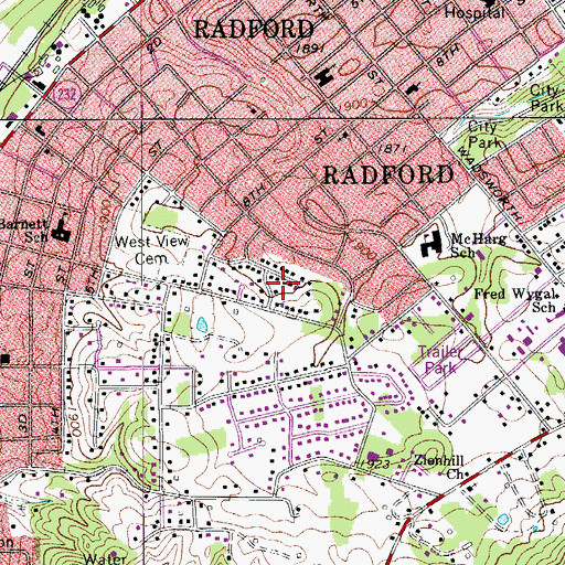 Topographic Map of Highland Hills, VA