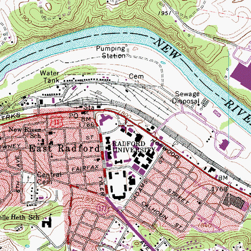 Topographic Map of John Preston McConnell Library, VA