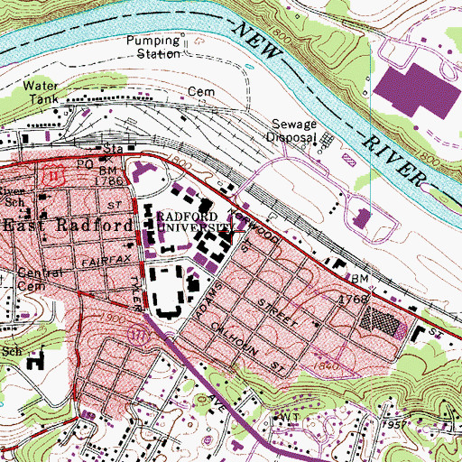 Topographic Map of McGuffey Training School, VA