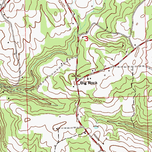 Topographic Map of Big Rock, AL