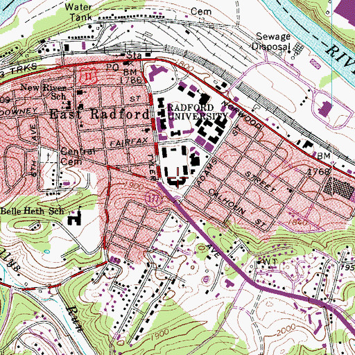 Topographic Map of Moffit Hall, VA