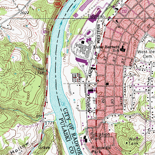 Topographic Map of New Town, VA