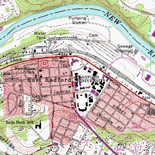 Topographic Map of Norwood Hall, VA