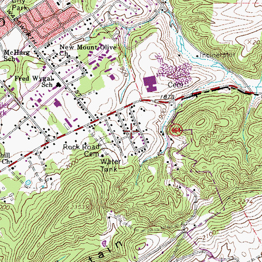 Topographic Map of Simpkins Village, VA