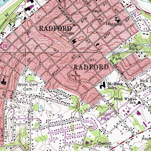 Topographic Map of Sunset Village, VA