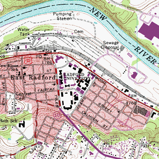 Topographic Map of Whitt Hall, VA