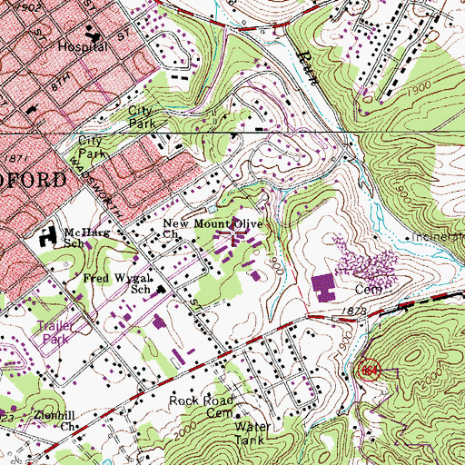 Topographic Map of Willow Woods, VA