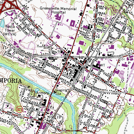 Topographic Map of Calvary Baptist Church, VA