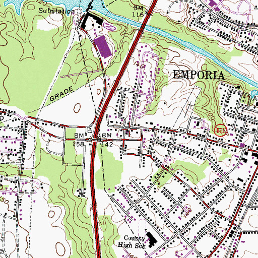 Topographic Map of Emporia Assembly of God Church, VA