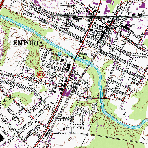 Topographic Map of Emporia Municipal Building, VA