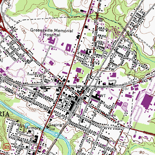 Topographic Map of Emporia Shopping Center, VA