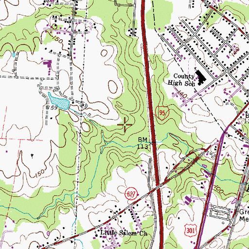 Topographic Map of Greensville County, VA
