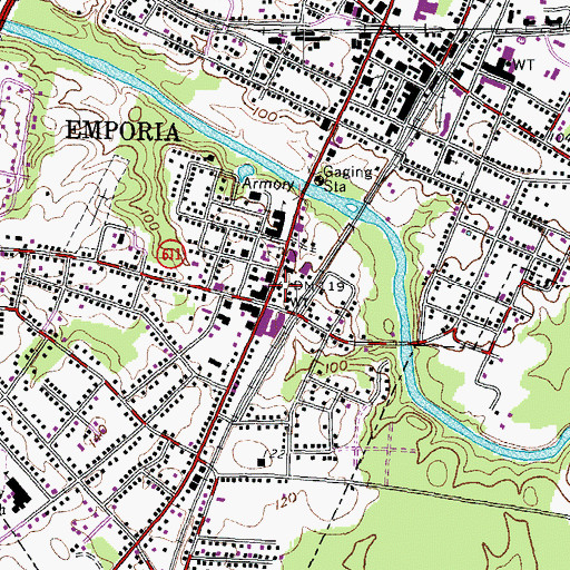 Topographic Map of Greensville County Courthouse, VA
