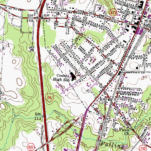 Topographic Map of Greensville County High School, VA